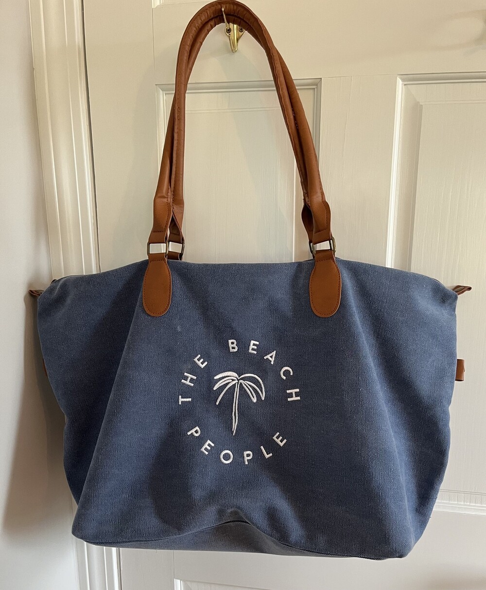 The Beach People Tote Bag Large Canvas Travel Bag Palm Tree Womens Shoulder Bag